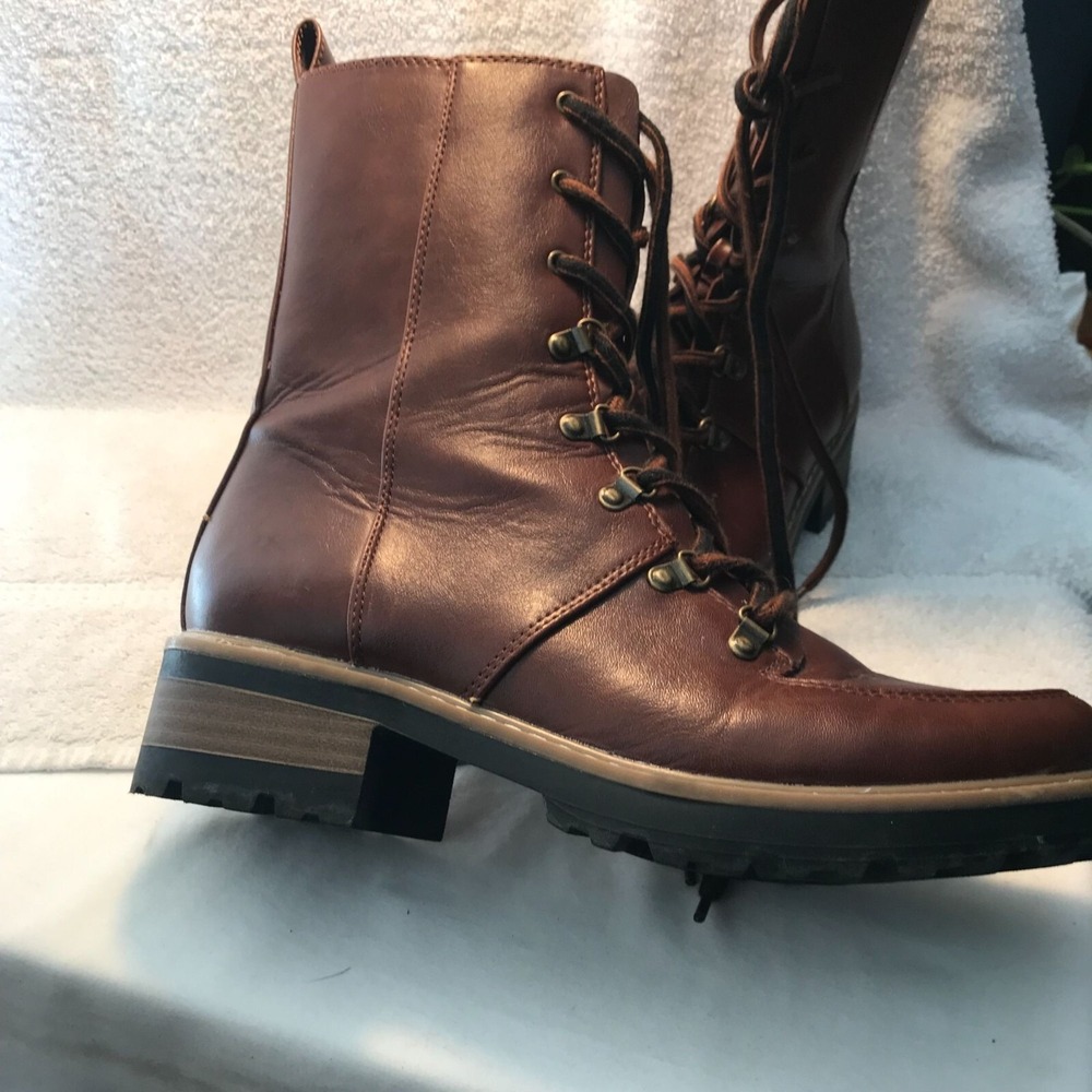 Target Women's Brown Combat Boots With Side Zipper - Size 8.5 - Picture 3 of 14